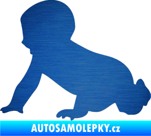 Samolepka Dítě v autě 025 levá miminko silueta škrábaný kov modrý