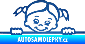 Samolepka Dítě v autě 030 levá malá slečna hlavička škrábaný kov modrý