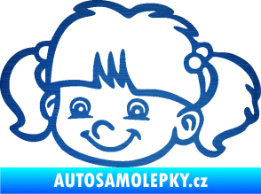 Samolepka Dítě v autě 035 levá holka hlavička škrábaný kov modrý