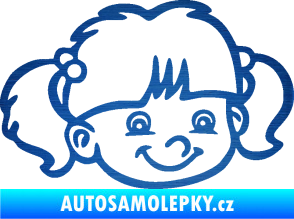 Samolepka Dítě v autě 035 pravá holka hlavička škrábaný kov modrý