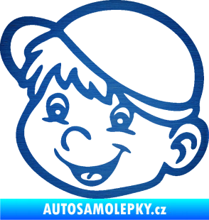 Samolepka Dítě v autě 038 levá kluk hlavička škrábaný kov modrý