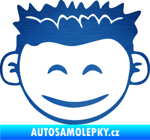 Samolepka Dítě v autě 048 pravá kluk hlavička škrábaný kov modrý