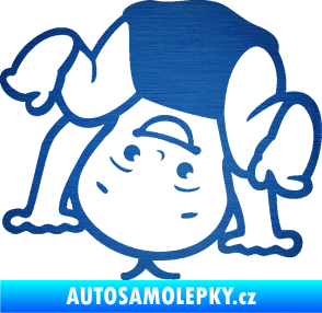 Samolepka Dítě v autě 101 levá vzhůru nohama škrábaný kov modrý