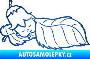 Samolepka Dítě v autě 107 levá spinká na lístečku škrábaný kov modrý