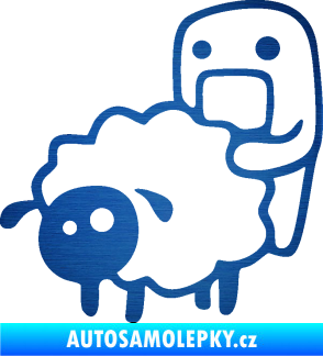 Samolepka Domo 005 levá love sheep škrábaný kov modrý