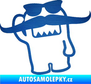 Samolepka Domo 016 levá s knírem škrábaný kov modrý