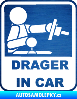 Samolepka Drager in car 001 škrábaný kov modrý