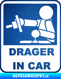 Samolepka Drager in car 002 škrábaný kov modrý