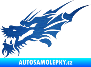 Samolepka Dragon 001 levá škrábaný kov modrý