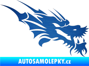 Samolepka Dragon 001 pravá škrábaný kov modrý