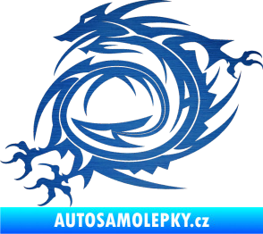 Samolepka Dragon 002 levá škrábaný kov modrý