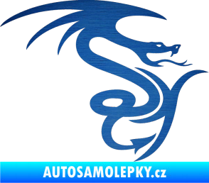 Samolepka Dragon 006 pravá škrábaný kov modrý