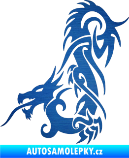 Samolepka Dragon 007 levá škrábaný kov modrý