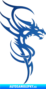 Samolepka Dragon 017 pravá škrábaný kov modrý