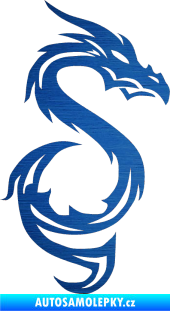 Samolepka Dragon 033 pravá škrábaný kov modrý