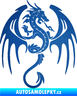 Samolepka Dragon 053 pravá škrábaný kov modrý
