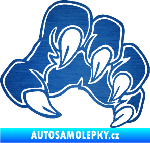 Samolepka Drápy 001 pravá škrábaný kov modrý