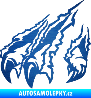 Samolepka Drápy levá škrábaný kov modrý