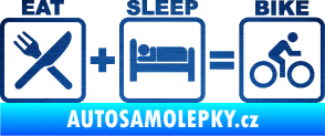 Samolepka Eat sleep bike škrábaný kov modrý