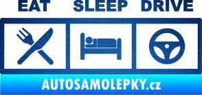 Samolepka Eat, sleep, drive 001 s nápisem škrábaný kov modrý