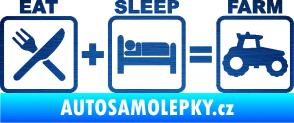 Samolepka Eat sleep farm škrábaný kov modrý