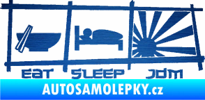 Samolepka Eat sleep JDM škrábaný kov modrý
