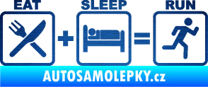 Samolepka Eat sleep run škrábaný kov modrý