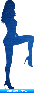Samolepka Erotická žena 006 pravá škrábaný kov modrý