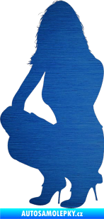 Samolepka Erotická žena 009 levá škrábaný kov modrý