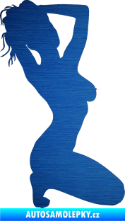 Samolepka Erotická žena 012 pravá škrábaný kov modrý