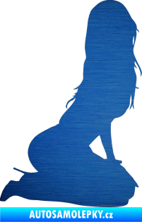 Samolepka Erotická žena 013 pravá škrábaný kov modrý