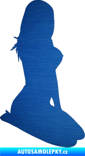 Samolepka Erotická žena 032 pravá škrábaný kov modrý