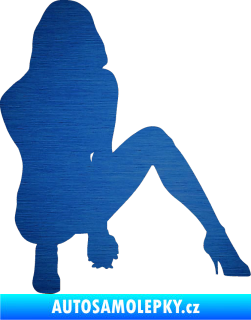 Samolepka Erotická žena 037 pravá škrábaný kov modrý