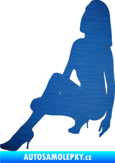 Samolepka Erotická žena 041 levá škrábaný kov modrý