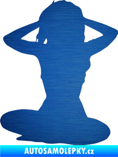 Samolepka Erotická žena 042 levá škrábaný kov modrý
