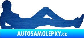Samolepka Erotická žena 045 pravá škrábaný kov modrý