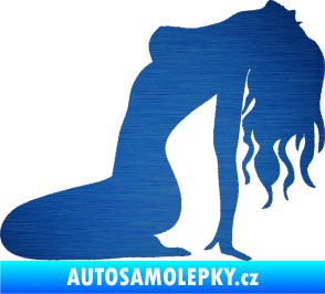 Samolepka Erotická žena 052 levá škrábaný kov modrý