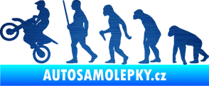 Samolepka Evoluce 002 motokros levá škrábaný kov modrý