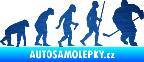 Samolepka Evoluce 003 hokej pravá škrábaný kov modrý