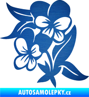 Samolepka Fialka 001 levá květina škrábaný kov modrý