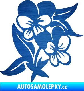 Samolepka Fialka 001 pravá květina škrábaný kov modrý