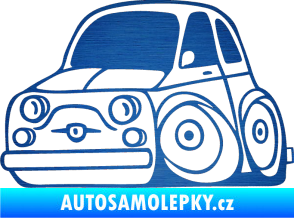 Samolepka Fiat 500 karikatura levá škrábaný kov modrý