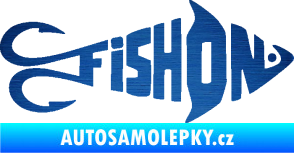 Samolepka Fish On rybička škrábaný kov modrý