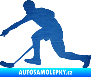 Samolepka Florbal 005 levá škrábaný kov modrý