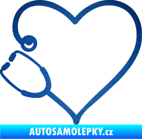 Samolepka Fonendoskop 002 levá  zdravotní sestřička škrábaný kov modrý