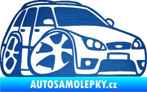 Samolepka Ford Mondeo combi karikatura pravá škrábaný kov modrý