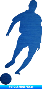Samolepka Fotbalista 007 levá škrábaný kov modrý