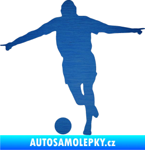 Samolepka Fotbalista 015 levá škrábaný kov modrý