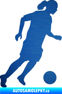 Samolepka Fotbalista 018 pravá škrábaný kov modrý