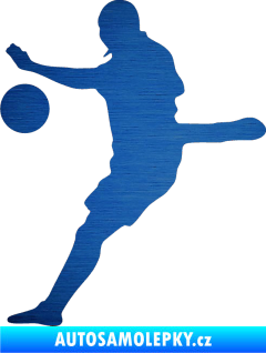 Samolepka Fotbalista 022 levá škrábaný kov modrý